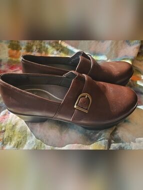 Dansko Brown Leather Monk Srap Dressy Clogs